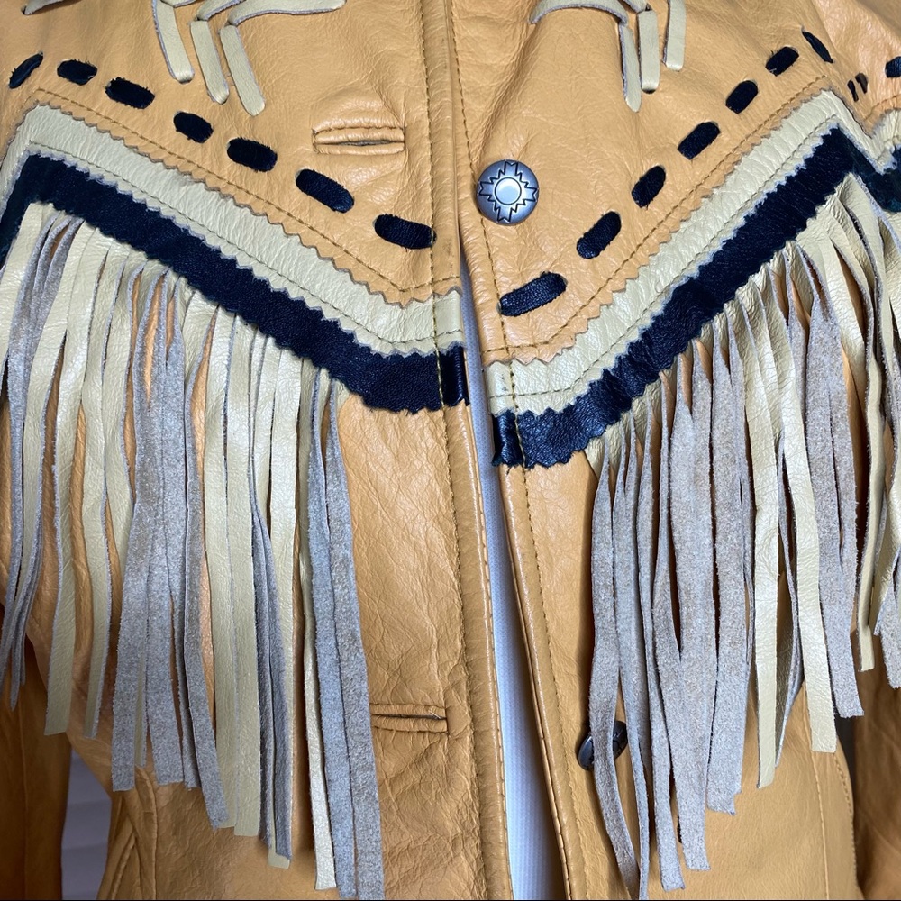 Western leather fringe jacket, Pioneer Wear size medium - Picture 3 of 13